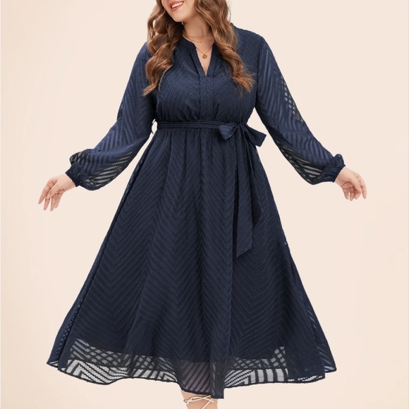 BloomChic Midnight Blue Long Sleeve Dress - Picture 1 of 6
